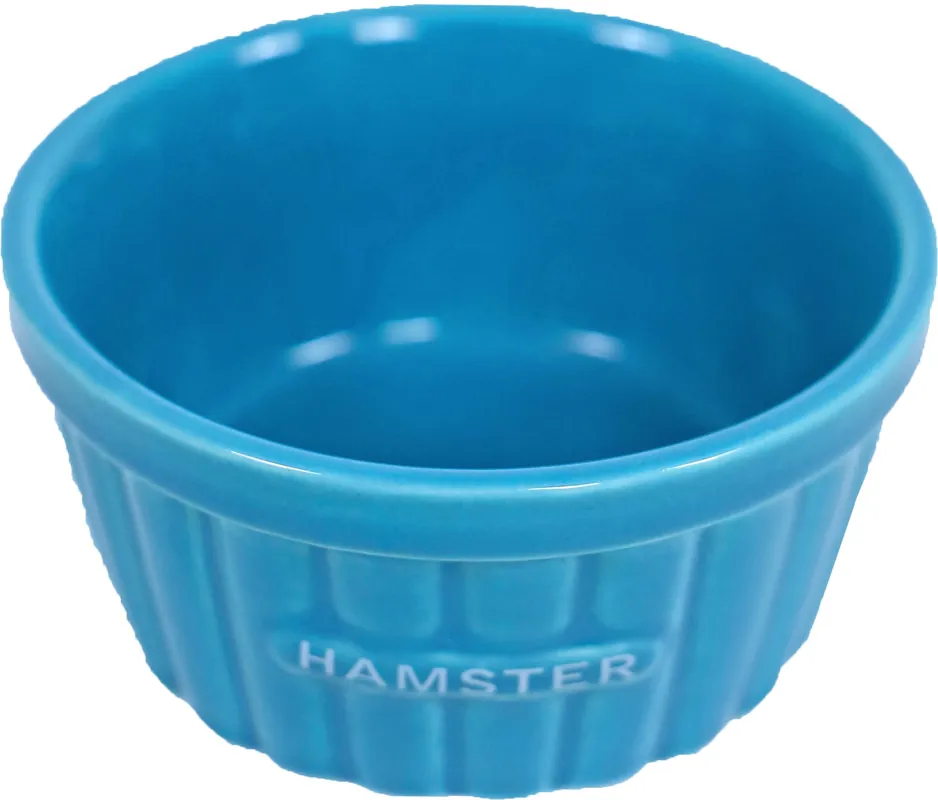 Superprijs Hamster voerbak steen ribbel blauw 8 cm