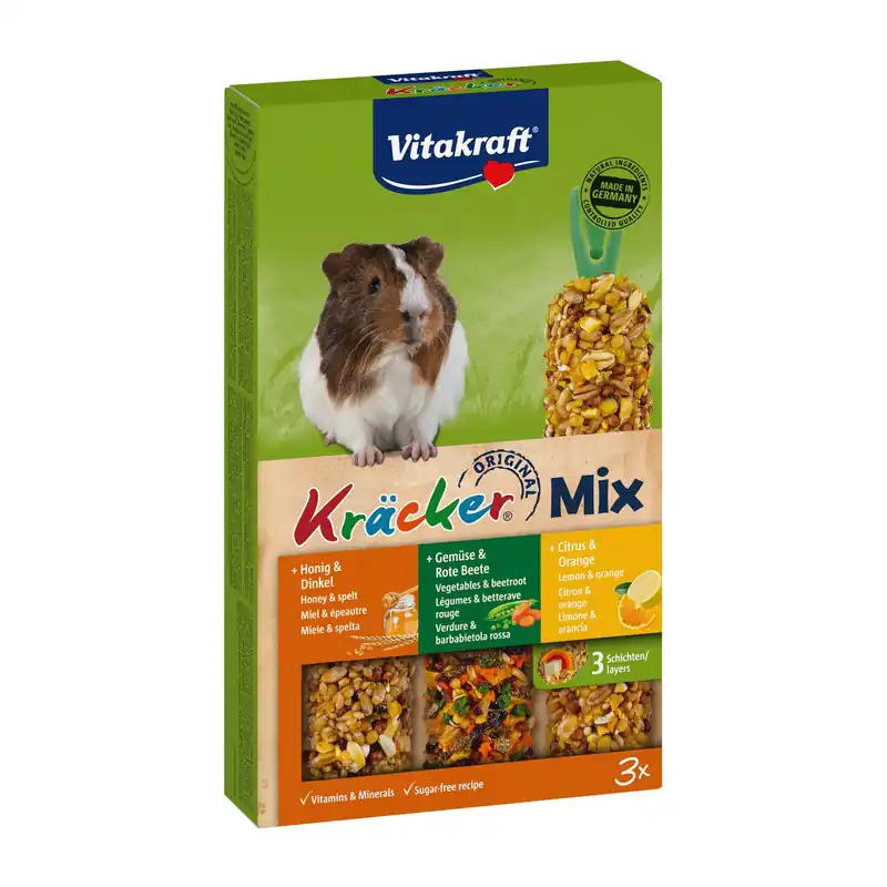 Vitakraft Kräcker Trio-Mix cavia - citrus/ groente/honing 3 st Merkproduct