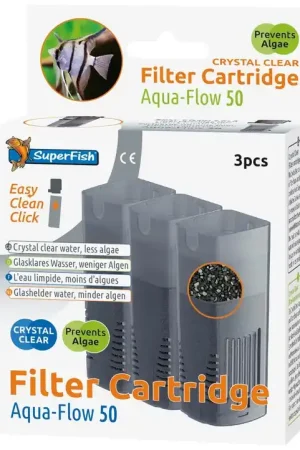 Koop Vandaag SuperFish Aqua-Flow 50 Crystal Clear cartridge 3 st
