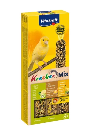 Vitakraft Kräcker Trio-Mix kanarie - ei/kiwi/banaan 3 st Betaalbaar