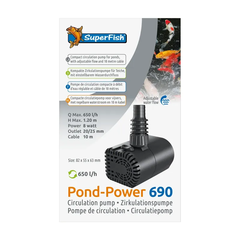 Koop Vandaag Superfish Pondpower 690
vijverpomp 690 l/u voor kleine vijvers