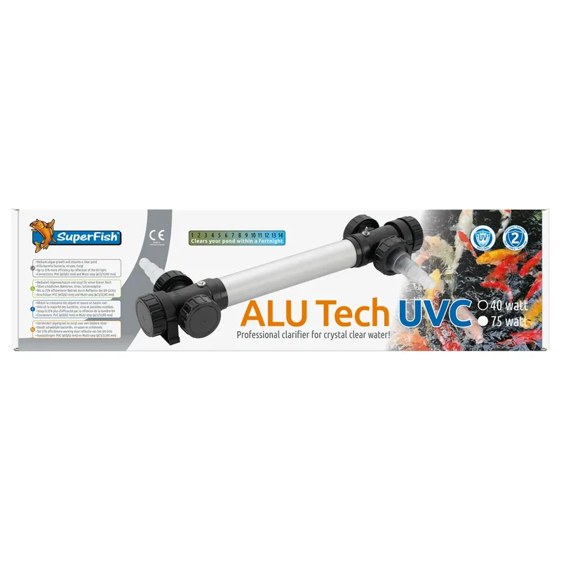 Superprijs Superfish Alutech UV-C T5 40W
aluminium UV-C unit voor vijvers tot 40.000 liter