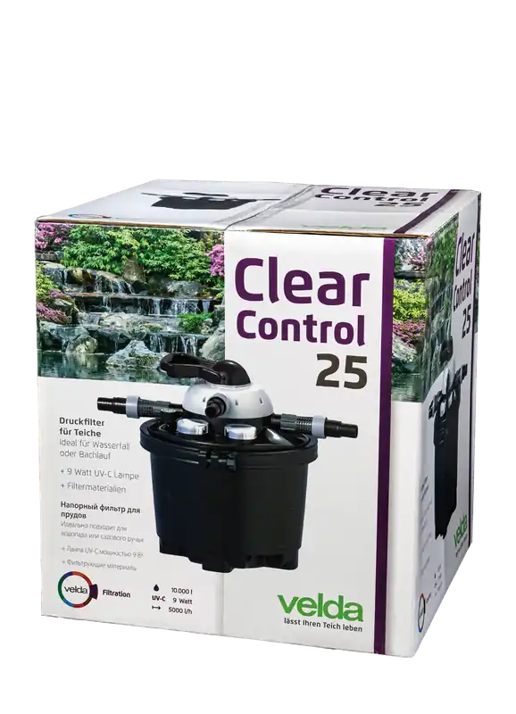Velda Clear Control 25 + UV-C 9W
drukfilter met UV-C voor vijvers tot 10.000 liter Veilige Betaling