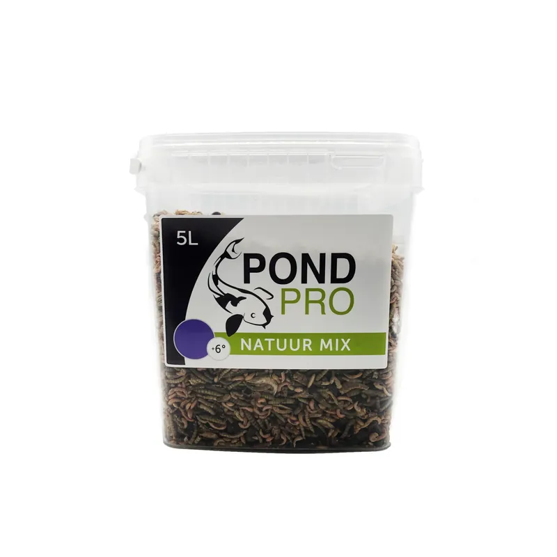 Pond Pro Natuur Mix 2,5 liter emmer
Gedroogde snackmix met gammarus, garnalen, zijderupsen en meelwormen Betrouwbaar