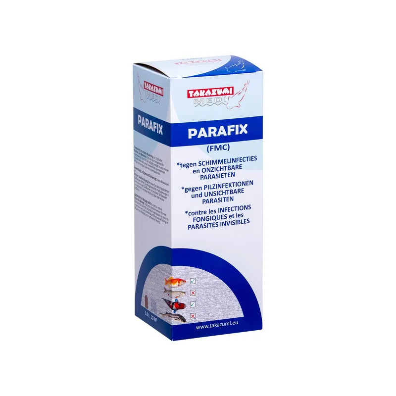 Nieuw Takazumi Parafix (FMC) 1 liter
tegen witte stip, huidwormen en schimmels bij koi
