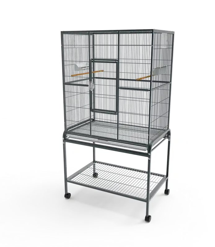 Hoge Kwaliteit Flight Cage with stand, silvertone grey