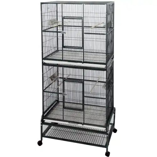 Flight Cage double, silvertone grey Koopje