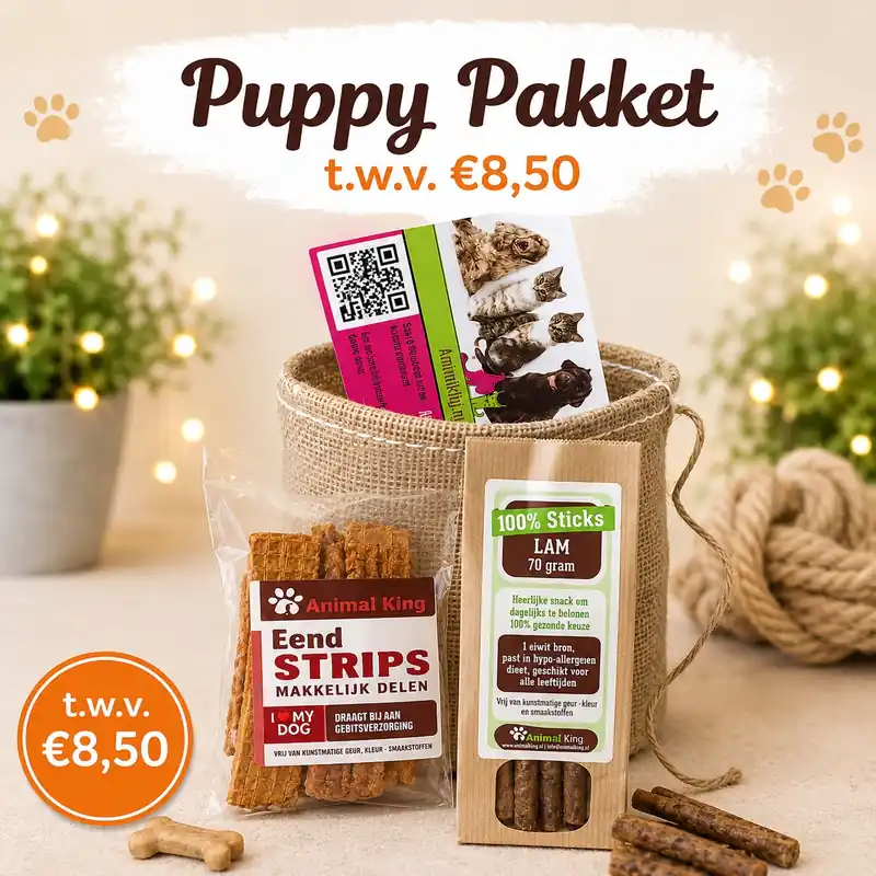Seizoensaanbieding Puppy Pakket – Een leuke start voor jouw pup ( 8,50)