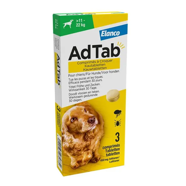 AdTab Kauwtablet voor Honden >11-22kg 3-tabletten Seizoensaanbieding