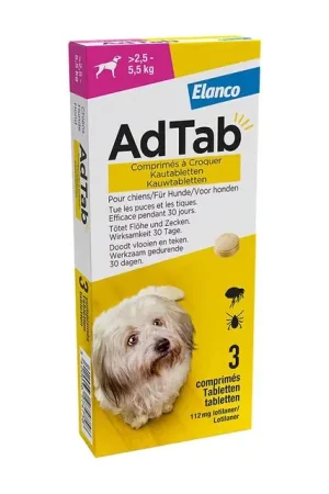 AdTab Kauwtablet voor Honden >2,5-5,5kg 3-tabletten Rechtstreeks Van De Fabrikant