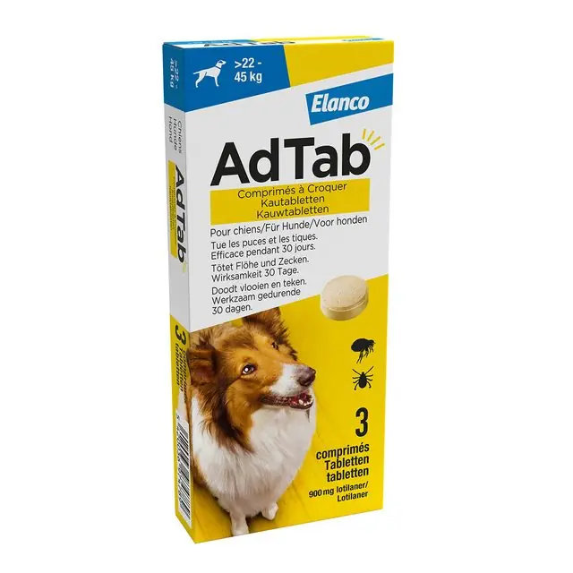 AdTab Kauwtablet voor Honden >22-45 kg 3-tabletten Dagaanbieding