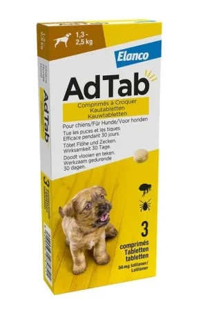 Superprijs AdTab Kauwtablet voor Honden 1,3-2,5kg 3-tabletten