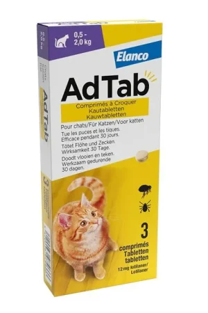 AdTab Kauwtablet voor Katten 0,5-2,0kg 3-tabletten Alleen Vandaag