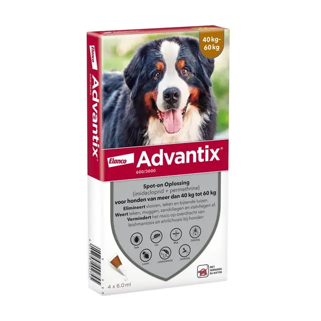 Advantix Spot-On 600-3000 4 Pipetten 40-60 kg Gecertificeerd