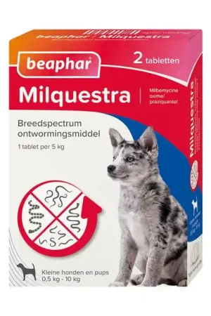 Beaphar Milquestra Kleine Hond-Pup 0,5-10kg 2-Tabletten Finale Uitverkoop