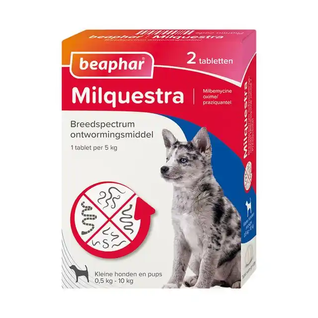 Beaphar Milquestra Kleine Hond-Pup 0,5-10kg 2-Tabletten Finale Uitverkoop