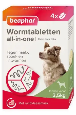 Veilige Betaling Beaphar Wormtabletten All-In-One Hond 2,5-40kg 4Tabletten
