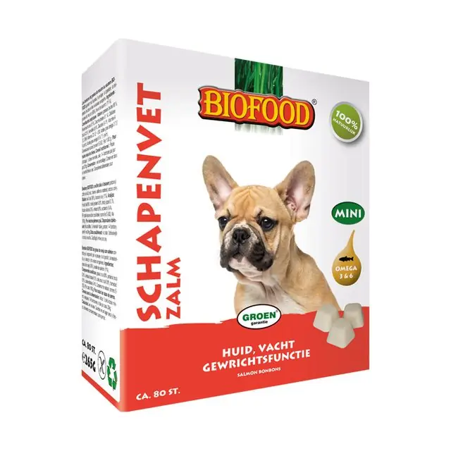 Tijdelijk Beschikbaar Biofood Schapenvet Mini Hondensnack Zalm 80stuks