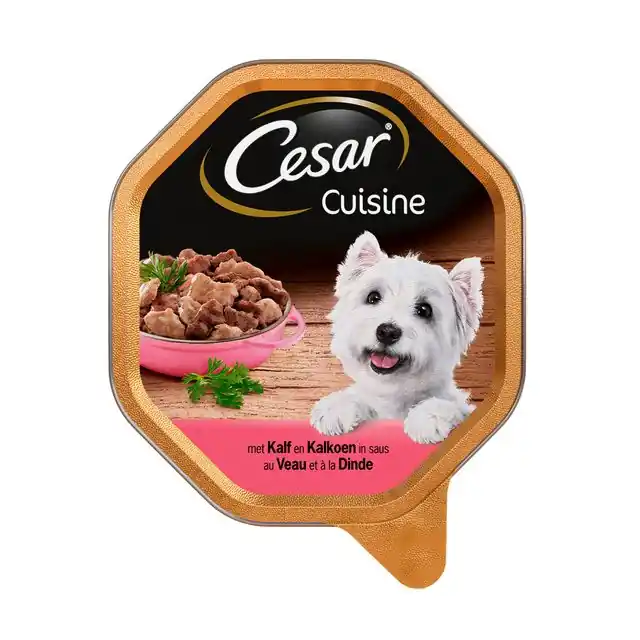 Cesar Cuisine In Saus Alu Kuipje Hondenvoer Kalf&Kalkoen 150gr Weekendaanbieding