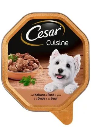 Speciale Aanbieding Cesar Cuisine In Saus Alu Kuipje Hondenvoer Kalkoen&Rund 150gr