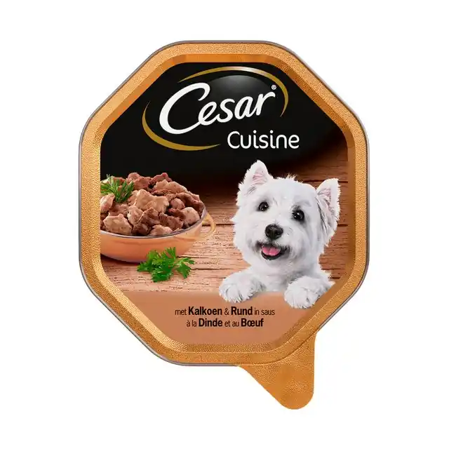 Speciale Aanbieding Cesar Cuisine In Saus Alu Kuipje Hondenvoer Kalkoen&Rund 150gr