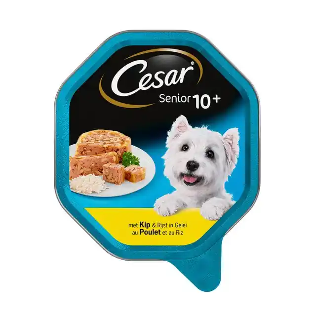Cesar Senior In Gelei Alu Kuipje Hondenvoer Kip&Rijst 150 gr Hoge Kwaliteit