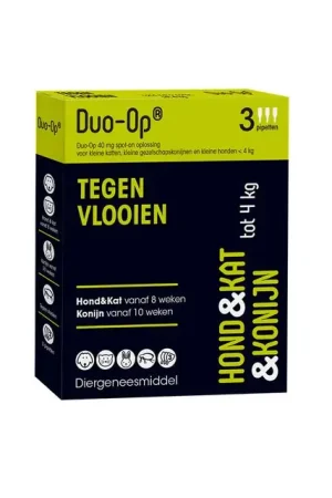 Superprijs Duo-Op tegen Vlooien tot 4kg voor Hond, Kat en Konijn