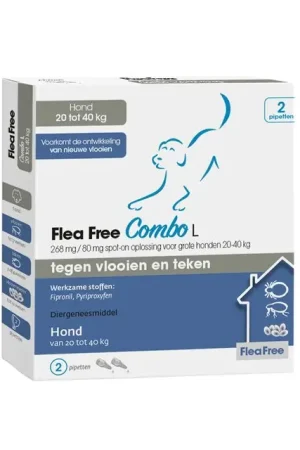 Beste Prijs Flea Free spot-on Combo Hond 2-pipetten 20-40kg