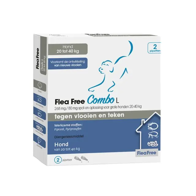 Beste Prijs Flea Free spot-on Combo Hond 2-pipetten 20-40kg