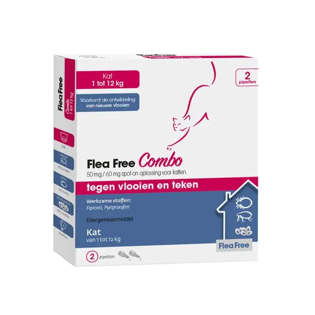 Laatste Versie Flea Free spot-on Combo Kat 2-pipetten 1-12kg