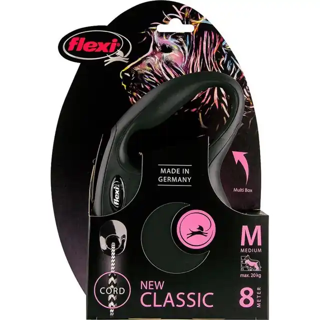 Flexi Rollijn Classic Koord Medium Zwart 8 m Superprijs