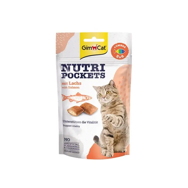 GimCat Nutri Pockets Kattensnack 60 gram Zalm Nieuw