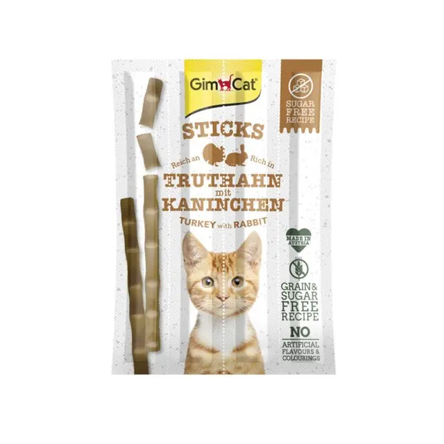 Seizoensaanbieding GimCat Sticks Kattensnack 4 stuks Kalkoen-en-Konijn