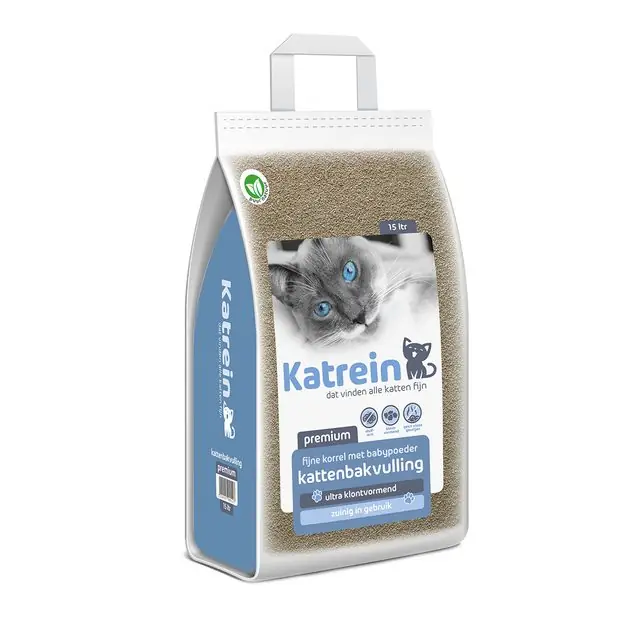 Op = Op Katrein Premium Fijne Korrel Kattenbakvulling met Babypoeder 15L