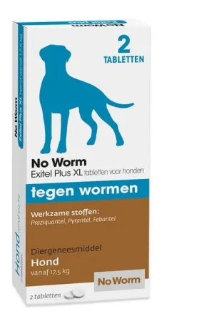 Superprijs No Worm Exitel Plus Hond Wormmiddel 2-tab vanaf 17,5kg