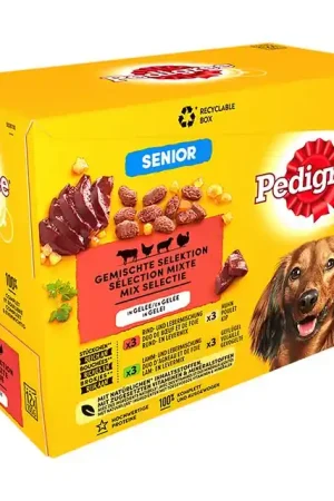 Weekendaanbieding Pedigree Vital Senior Vlees in Gelei Maaltijdzakjes Hondenvoer Multipack 12x100gram