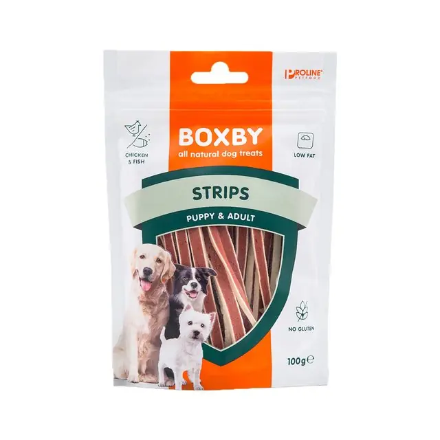 Beperkt Aanbod Proline Boxby Hondensnack Strips Fish & Chicken 100 gr