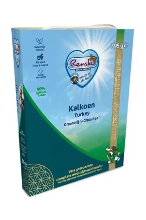 Speciale Aanbieding Renske Hond Graanvrij Adult&Senior Hondenvoer Verse Kalkoen 395gr