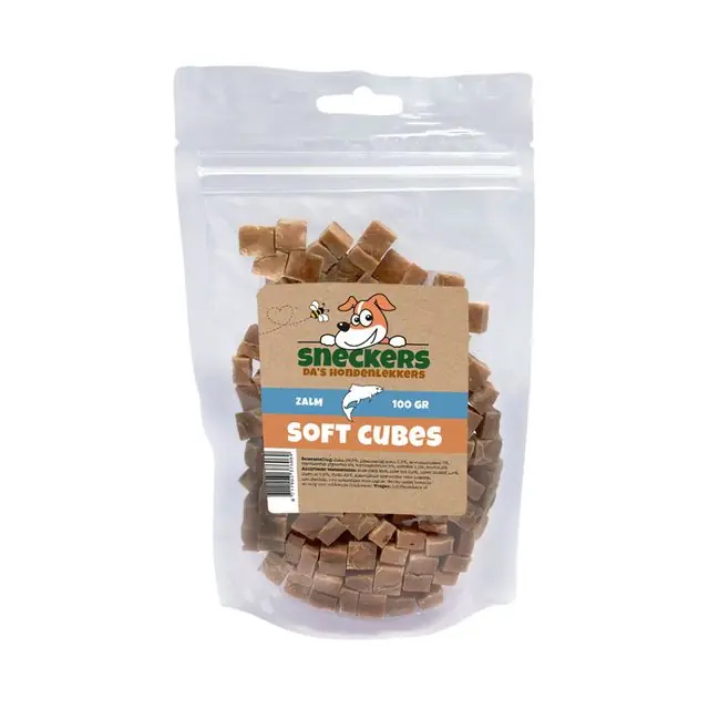 Express Levering Sneckers Soft Cubes Hondensnack Zalm 100gram