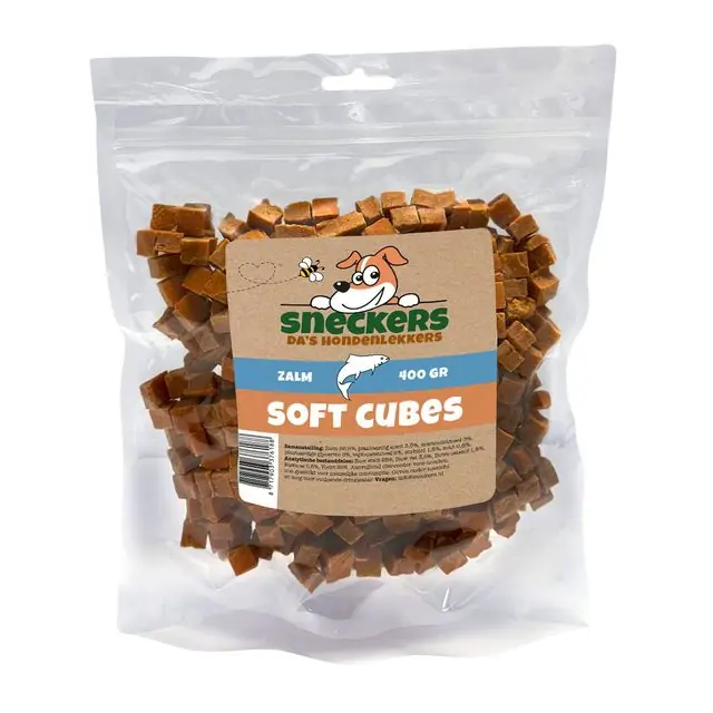 Sneckers Soft Cubes Hondensnack Zalm 400gram Gratis Retour
