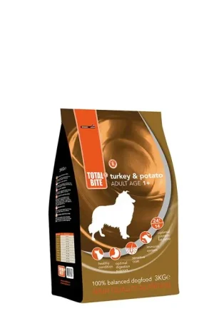 Total Bite Dog Turkey & Potato Graan- en Glutenvrij Hondenvoer 3 kg Superprijs