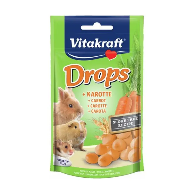 Merkproduct Vitakraft Drops Knaagdier en Konijnsnack Wortel 75gr