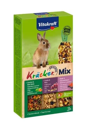 Vitakraft Kräcker Trio-Mix Konijnensnack 3-in-1 Groente-Noot-Bosbessen Weekendaanbieding