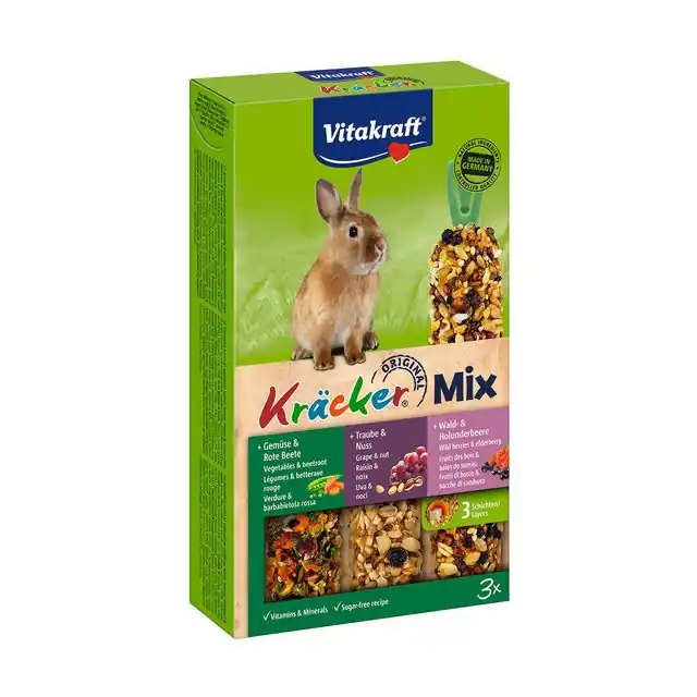 Vitakraft Kräcker Trio-Mix Konijnensnack 3-in-1 Groente-Noot-Bosbessen Weekendaanbieding