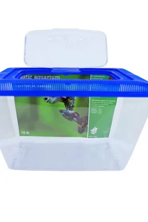 aquarium plastic met blauwe deksel Direct Beschikbaar