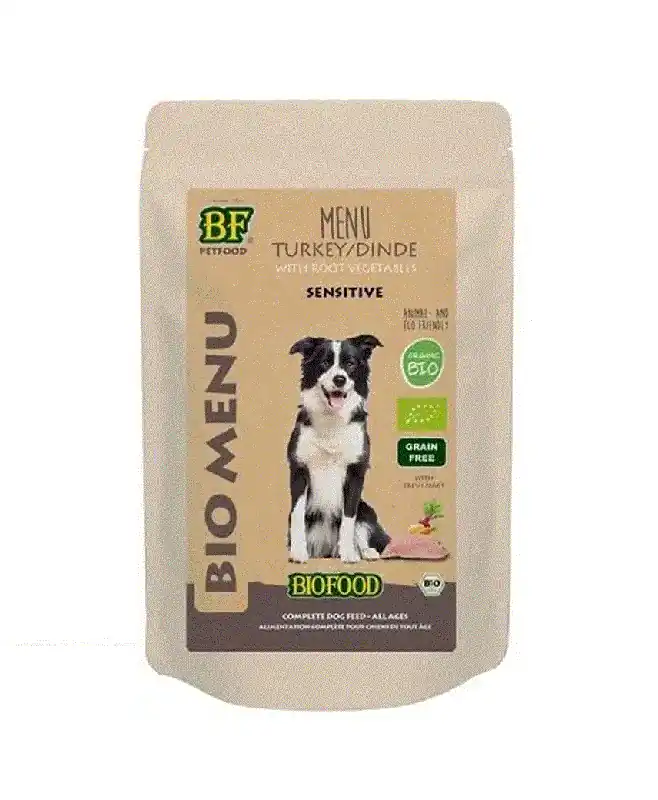 Biofood Bio kalkoen menu pouch 150gr Direct Beschikbaar