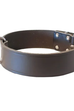 Weekendaanbieding Dog Fashion Leren halsband XL Breed 4cm, Donker Bruin