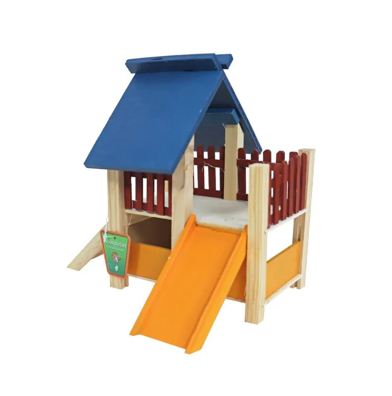 hamsterhuis hout met veranda gekleurd 19 cm. Rechtstreeks Van De Fabrikant