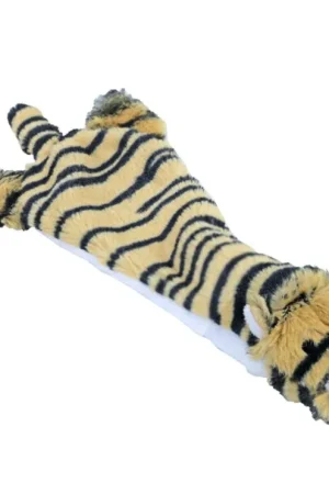 Seizoensaanbieding hondenspeelgoed tijger plat pluche bruin/zwart, 35 cm zonder pieper