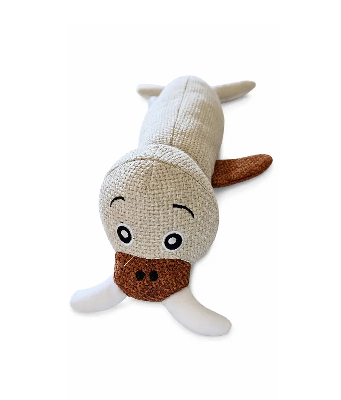 Veilige Betaling Hondenspeelgoed walrus met plastic fles en pieper 50cm